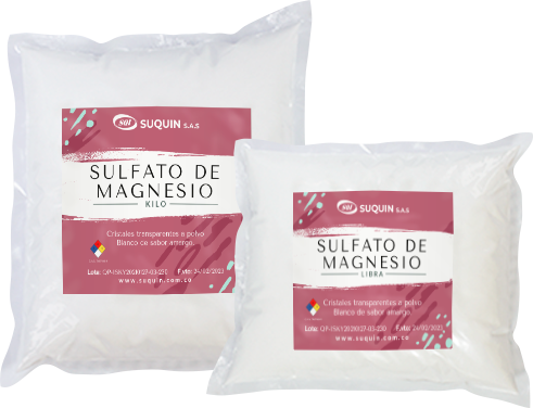 Sulfato de Magnesio TEC de grado técnico, materia prima química para aplicaciones industriales y tratamiento de aguas.
