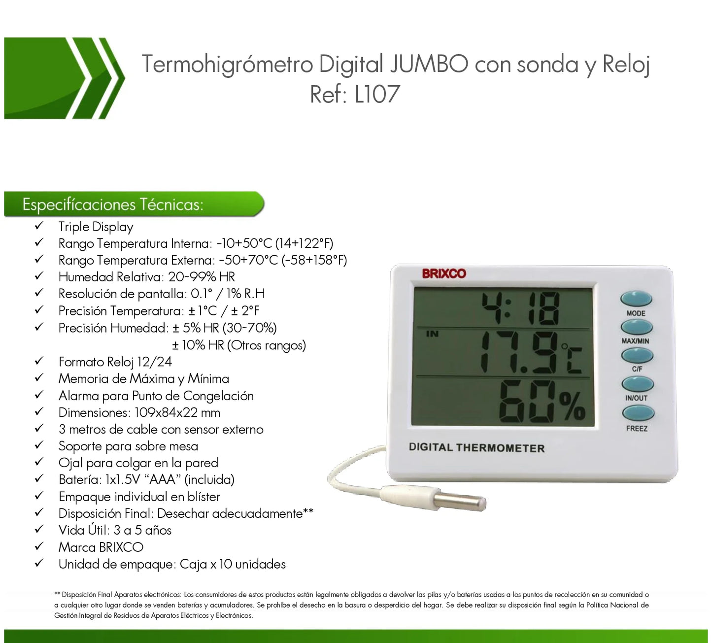 Monitor digital temperatura y humedad