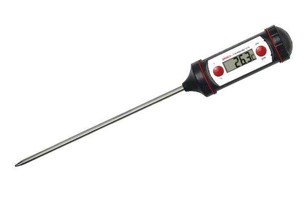 Termómetro digital de punzón resistente al agua con rango de -50 a +300 °C para laboratorio, alimentos y procesos industriales.
