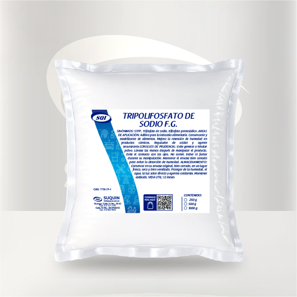 El Tripolifosfato de Sodio Food Grade es un aditivo alimentario ampliamente utilizado en la industria de alimentos procesados por su capacidad para mejorar la textura, retener la humedad y estabilizar mezclas. Es un polvo blanco, inodoro y soluble en agua, ideal para productos cárnicos, mariscos, productos lácteos y alimentos congelados