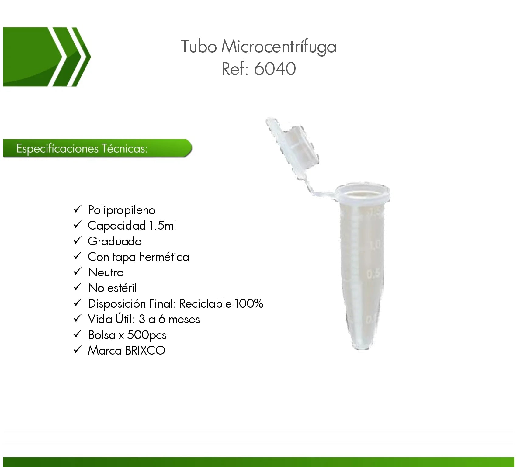 tubo microcentrífuga 1.5