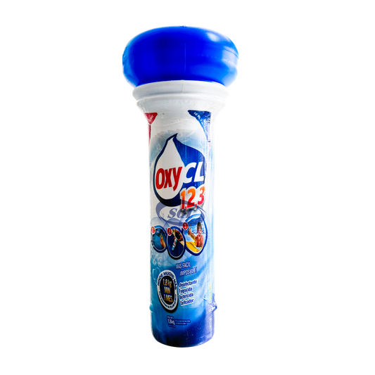Tubo dosificador OXY Cl 1, 2, 3 para análisis y medición de parámetros en muestras de agua.
