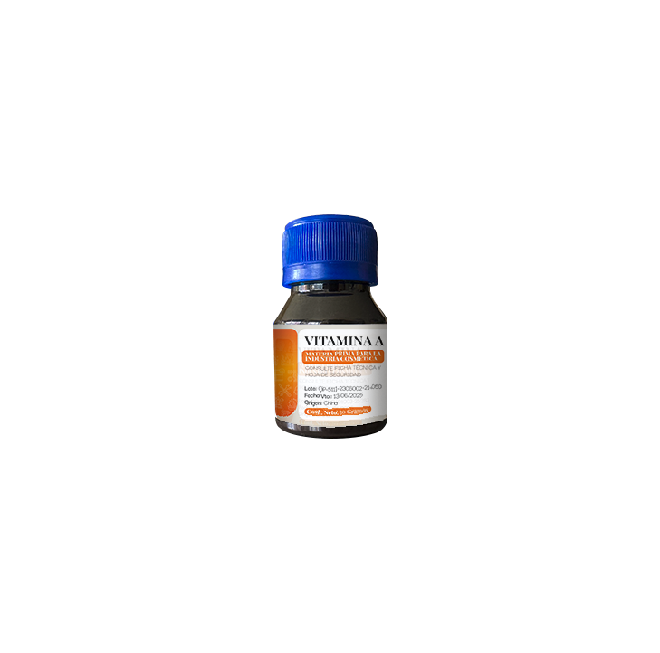 Vitamina A (Retinil Acetato), activo cosmético de alta calidad para formulaciones de cuidado personal y productos para la piel.
