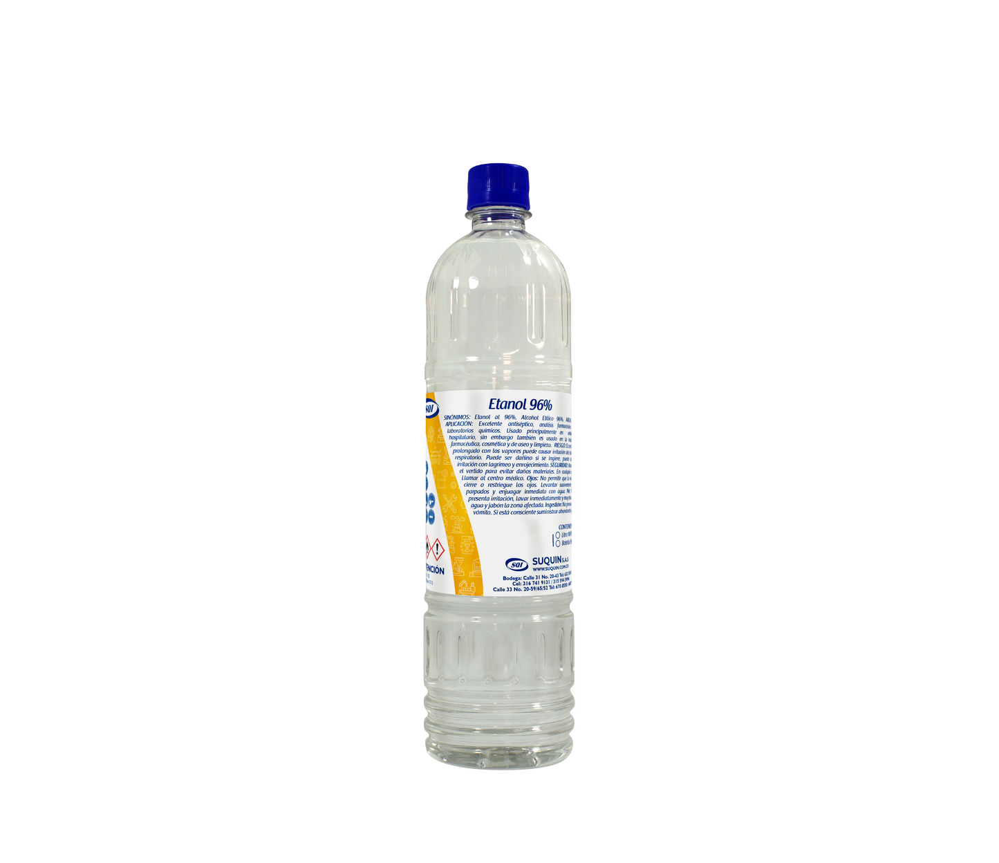 **Etanol Alcohol Industrial 96% CAS 64-17-5, solvente y materia prima para aplicaciones industriales y formulaciones químicas.**
