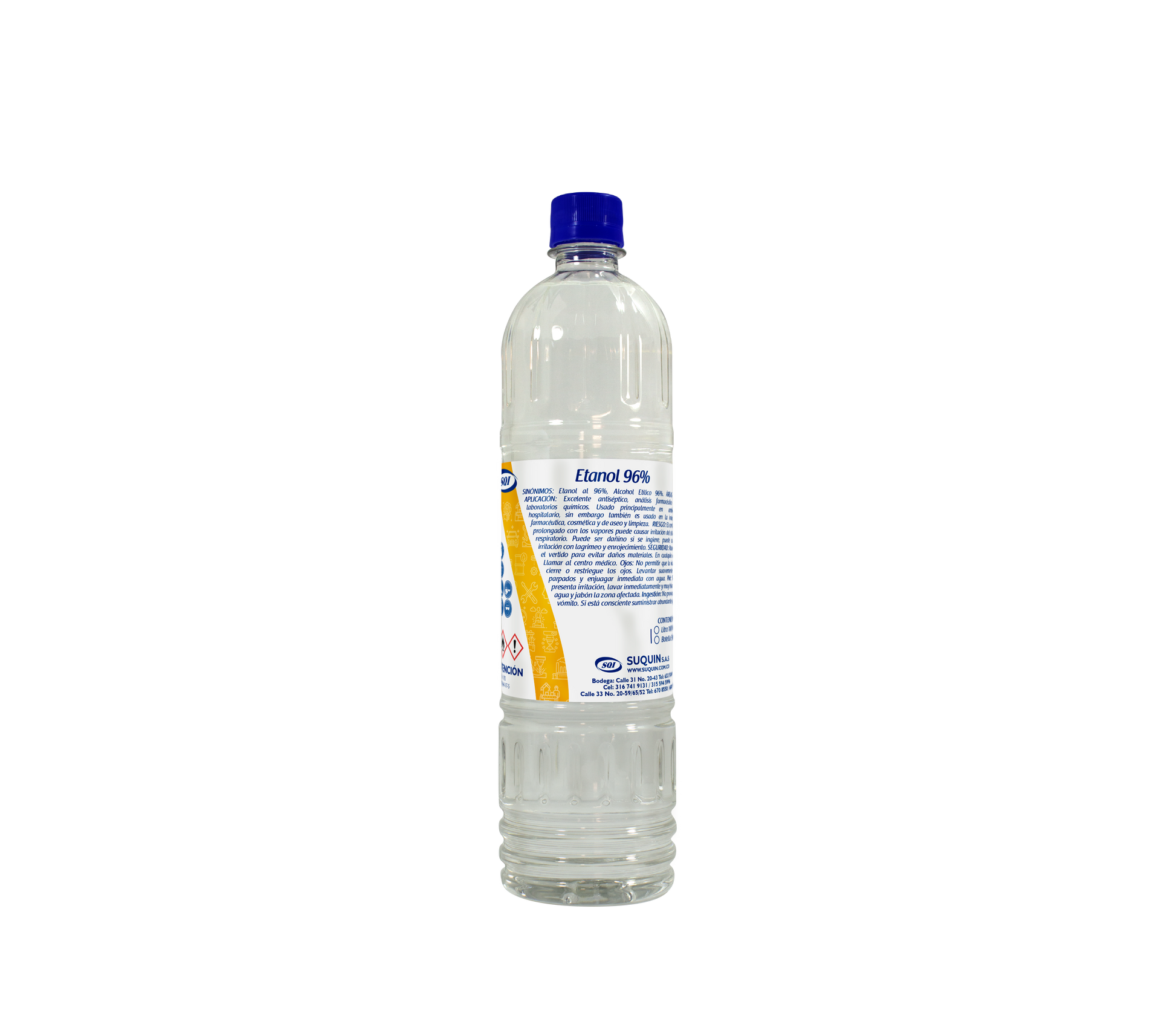 **Etanol Alcohol Industrial 96% CAS 64-17-5, solvente y materia prima para aplicaciones industriales y formulaciones químicas.**
