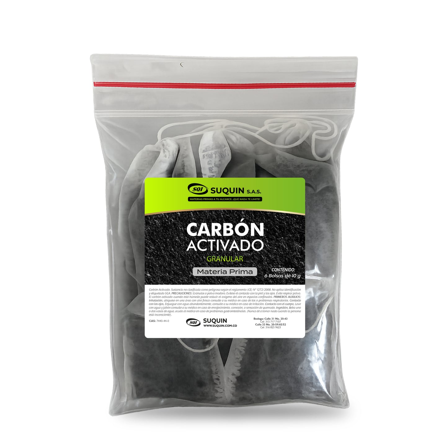 El Carbón Activado Granular es un material altamente poroso, ideal para procesos de adsorción, purificación y filtración en sectores como el tratamiento de agua, la industria alimentaria, cosmética, farmacéutica y química. Gracias a su gran superficie activa, remueve eficazmente impurezas, olores, cloro, compuestos orgánicos y contaminantes del agua o el aire