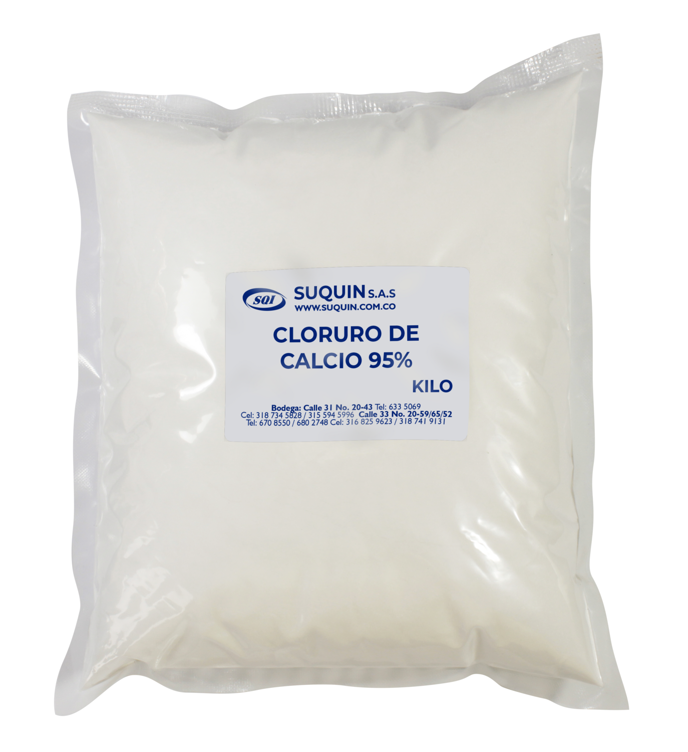 utilizado en la industria alimentaria, para conservar productos y controlar la firmeza de frutas y vegetales; en la industria química, como agente secante; y en el mantenimiento de vías, como descongelante y estabilizador de polvo.