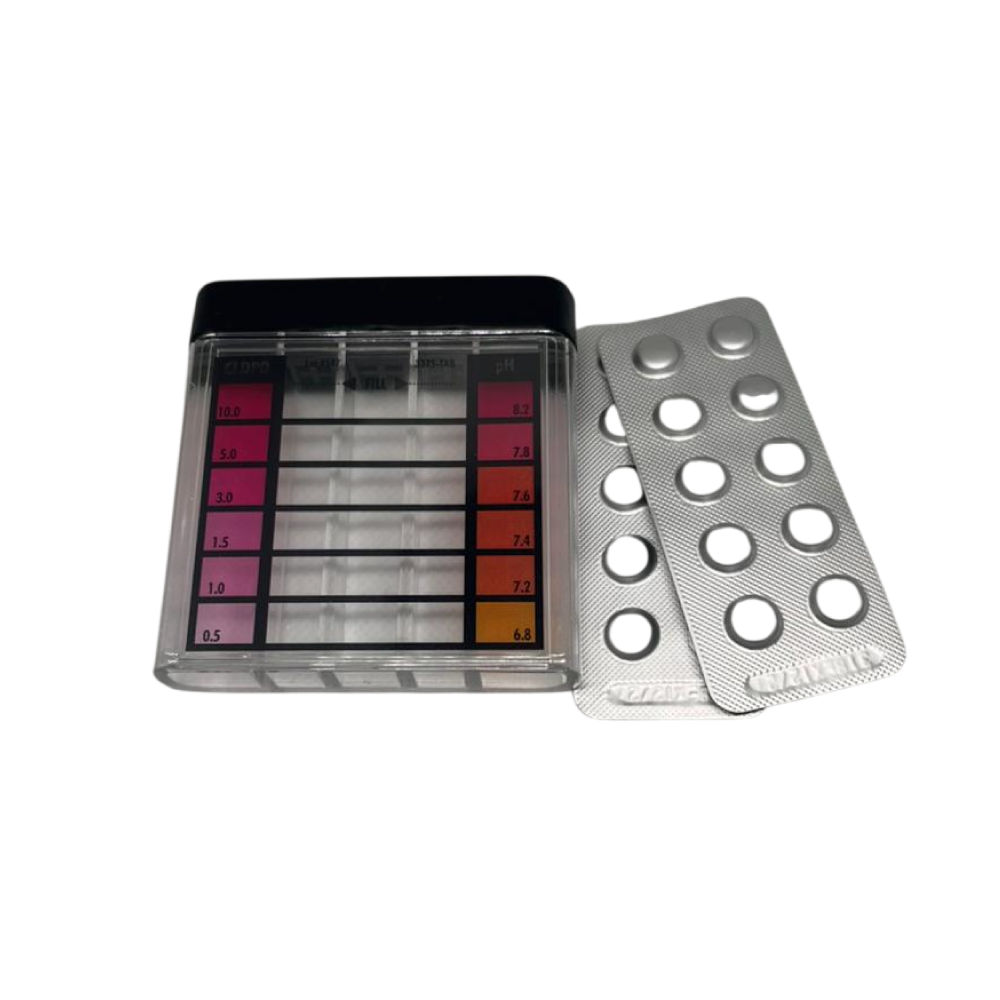 Kit Comparador LaMotte para análisis de cloro libre y pH con pastillas DPD #1 para control de calidad del agua.
