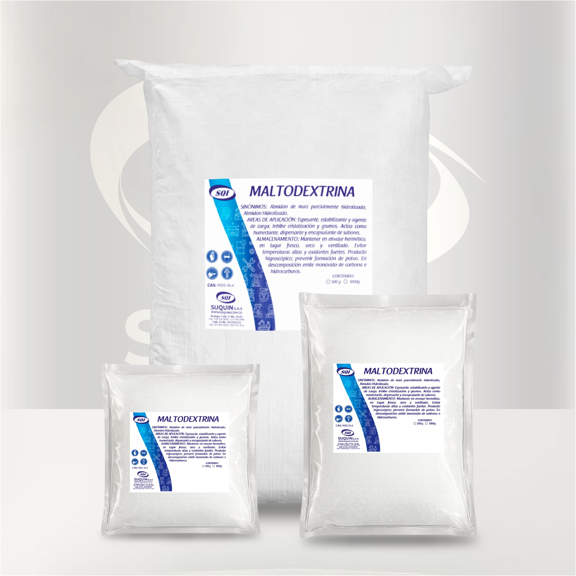 Maltodextrina CAS 9050-36-6 aditivo alimentario para bebidas, suplementos nutricionales y formulaciones alimenticias.
