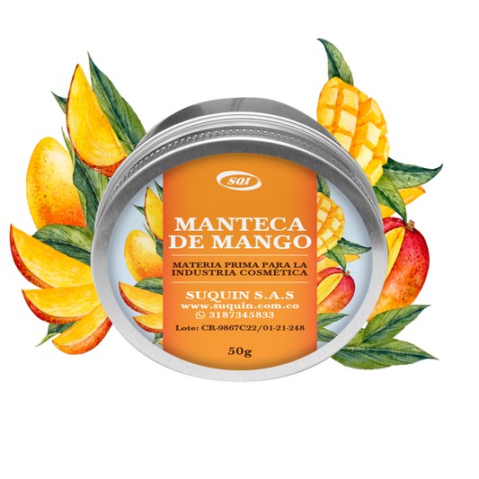 Manteca de mango materia prima cosmética CAS 90063-86-8 para cremas, jabones, bálsamos y productos para el cuidado de la piel y el cabello.
