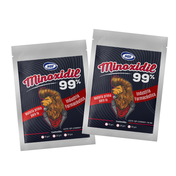 Minoxidil USP 99% CAS 38304-91-5 materia prima farmacéutica para formulaciones tópicas capilares y fórmulas magistrales.
