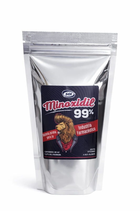 Minoxidil USP 99% CAS 38304-91-5 materia prima farmacéutica para formulaciones tópicas capilares y fórmulas magistrales.
