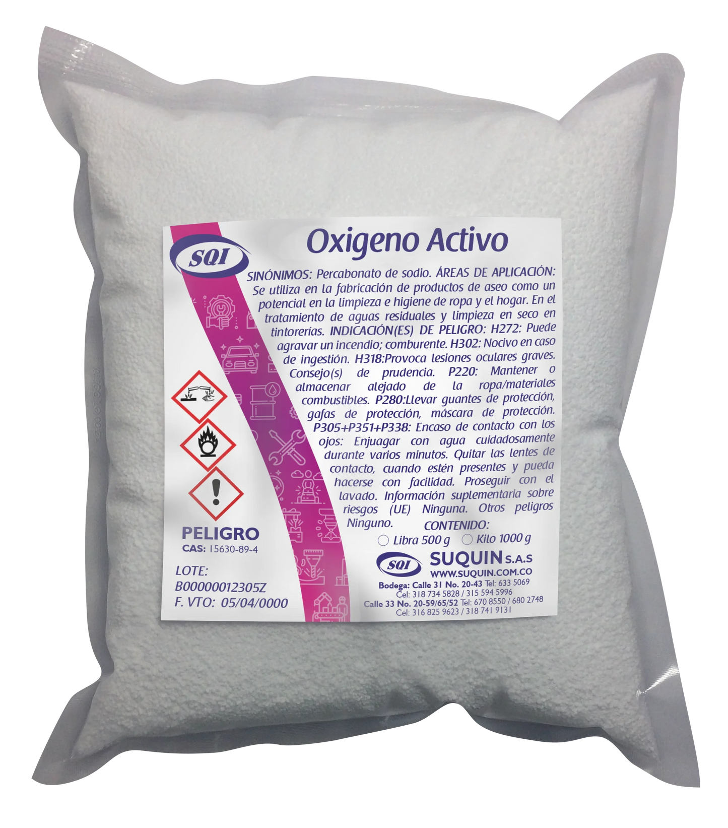 Percarbonato de sodio, también llamado oxígeno activo. Potente agente blanqueador, desinfectante y quitamanchas biodegradable.