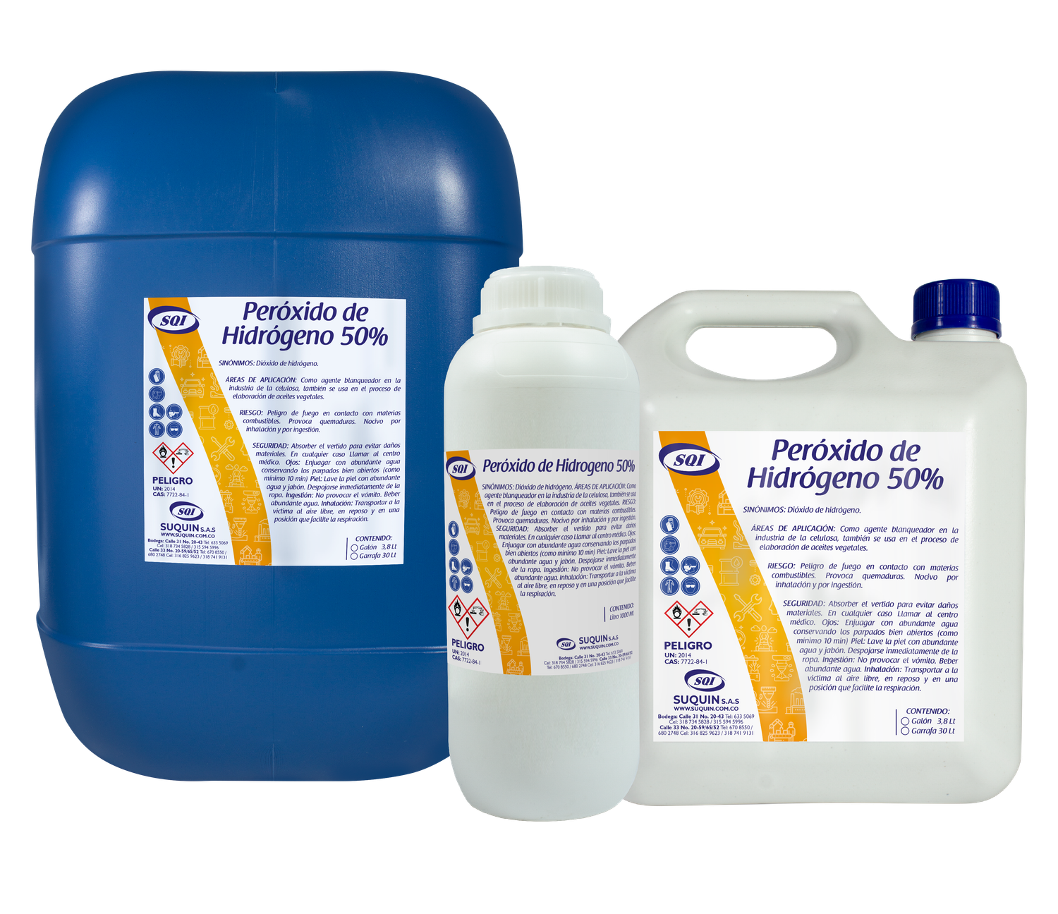 Peróxido de Hidrógeno 50% para tratamiento de aguas, desinfección, blanqueamiento y procesos industriales.