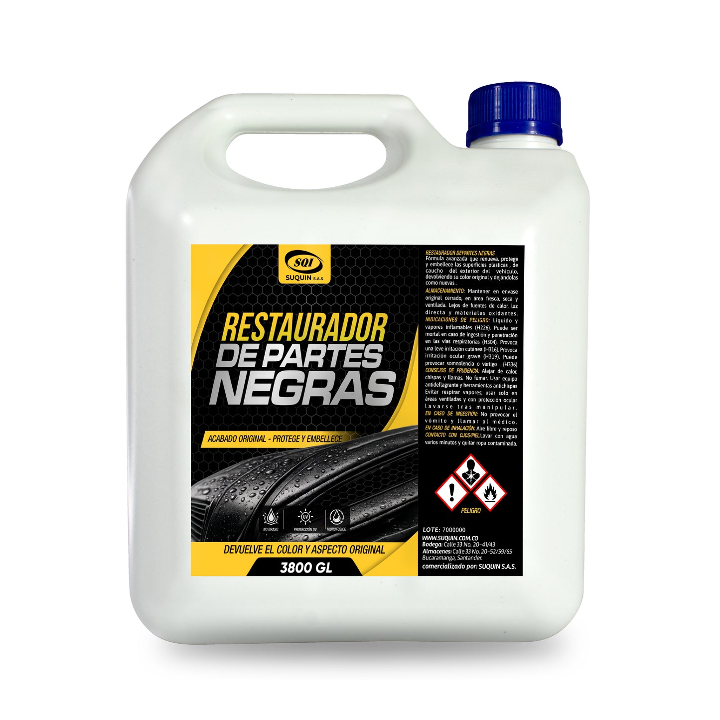 Renovación Inmediata: Devuelve el color negro profundo y un acabado impecable desde la primera aplicación.
Acabado Seco al Tacto: No deja residuos grasosos ni pegajosos, garantizando un aspecto natural y profesional.