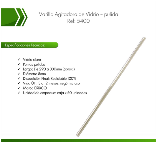 Agitador de vidrio Ref 5400 Varilla Agitadora